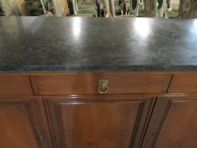 Walnut Directiore Enfilade With Black Marble Top Crown And Colony