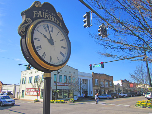 City of Fairhope clock in downtown fairhope alabama