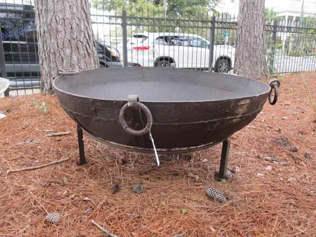 Iron fire pit on stand