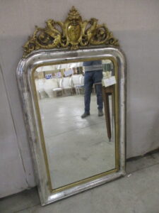 Gold and silver Louis Philippe mirror with a cartouch - Crown and ...