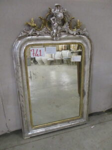 Silver and gold Louis Philippe mirror with a cartouch - Crown and ...