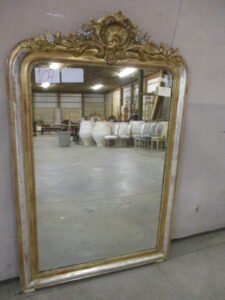 Gold and silver Louis Philippe mirror with a cartouch - Crown and ...