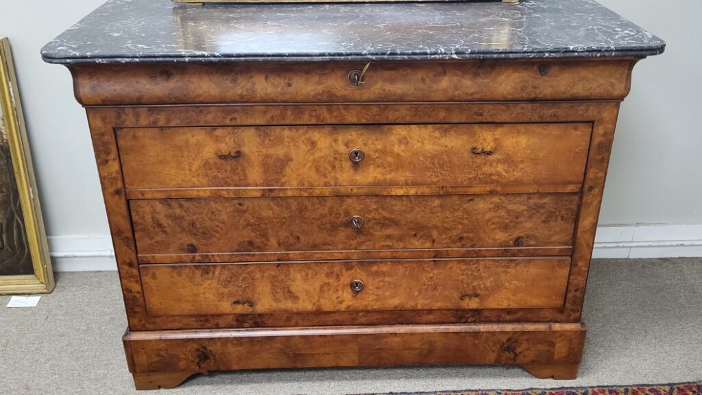 Walnut Marble Top Louis Philippe Chest Stock # 2250112