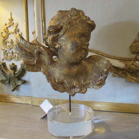 Gilded Cherub on Acrylic Plinth